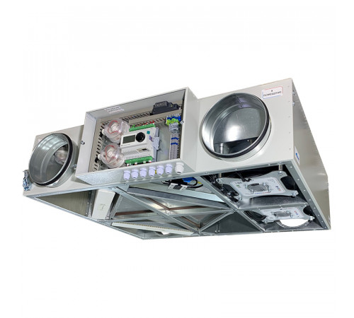 Приточно-вытяжная установка Ventmatic VMPVU-E-PR-750-3.6/1-1 компактная с пластинчатым рекуператором, 750м³/ч, 3.6 kW/230AC