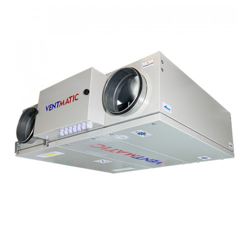 Приточно-вытяжная установка Ventmatic VMPVU-E-PR-750-3.6/1-1 компактная с пластинчатым рекуператором, 750м³/ч, 3.6 kW/230AC